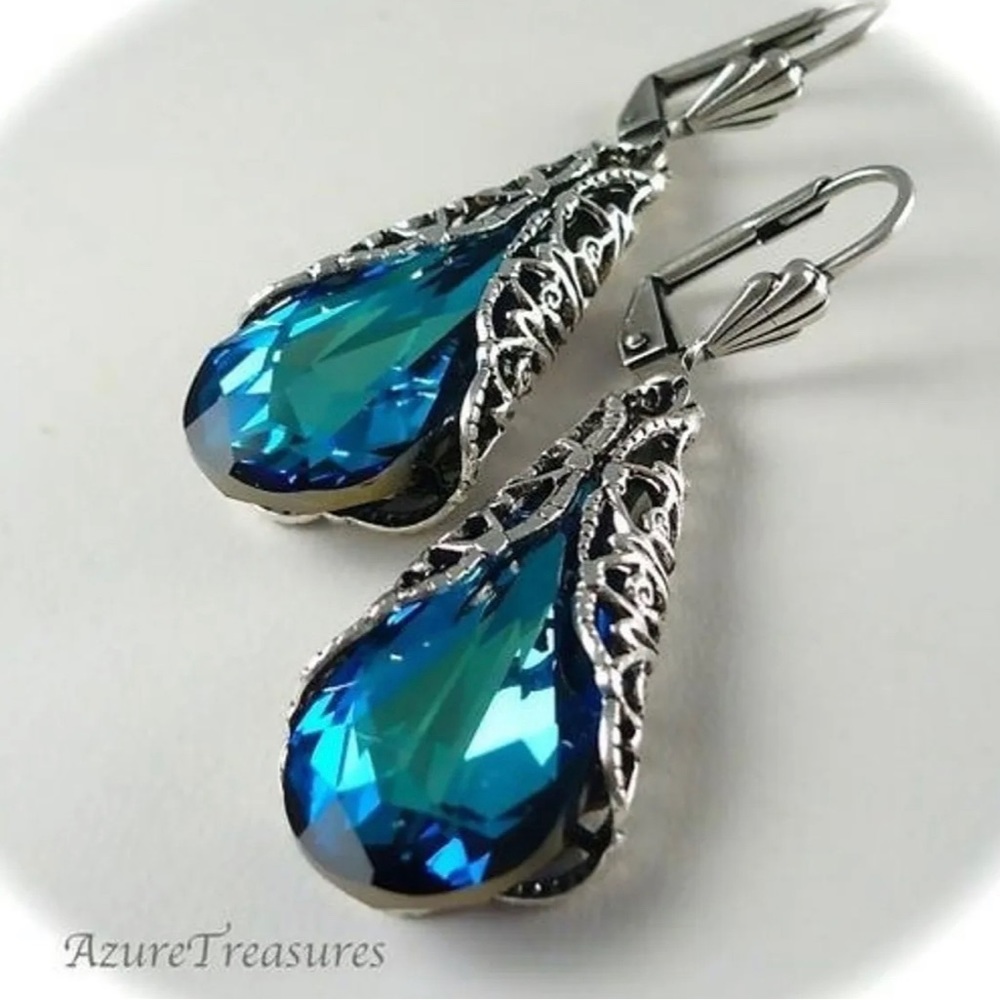 Imitation Blue Topaz Dangle Earrings
